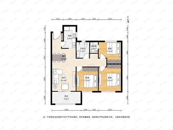 北京南北3室2厅临江新天地美墩苑3室2厅 | 90㎡ | 南 北 | 临江新天地美墩苑中楼层/共17层